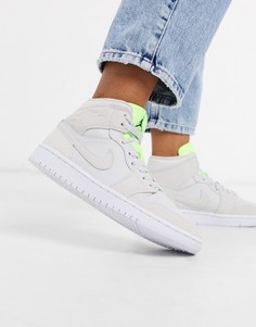 Серые кроссовки с неоновой отделкой Nike Air Jordan 1-Серый