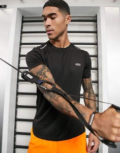 Черная спортивная футболка с с сетчатым вставками ASOS 4505-Черный
