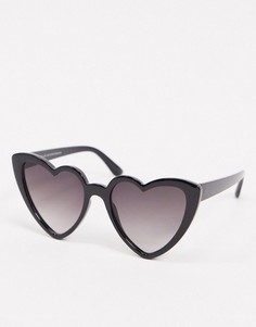 Черные солнцезащитные очки с оправой в форме сердец New Look-Черный