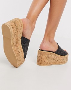 Черные туфли на танкетке с ремешками ASOS DESIGN-Черный