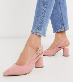 Розовые туфли для широкой стопы с ремешком на пятке Simply Be-Розовый