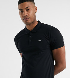 Черная обтягивающая футболка-поло Threadbare Tall-Черный