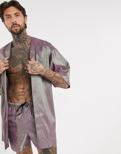Кимоно от комплекта из ткани с переливающимся эффектом ASOS DESIGN-Фиолетовый
