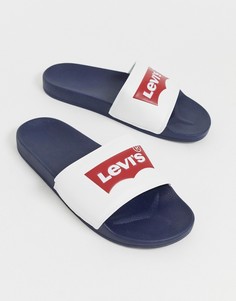 Белые шлепанцы Levis Batwing-Белый
