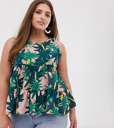 Ярусная блузка без рукавов с тропическим принтом AX Paris Plus-Мульти