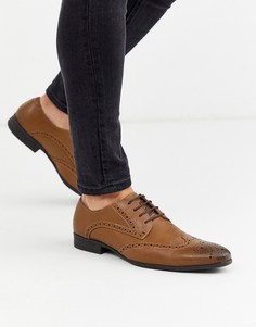 Светло-коричневые броги Burton Menswear-Светло-коричневый