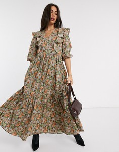 Платье макси с цветочным принтом и оборками Y.A.S-Мульти