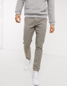 Коричневые узкие брюки в ломаную клетку Solid-Neutral !Solid