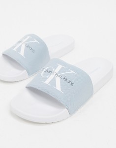 Голубые шлепанцы с логотипом Calvin Klein-Серый