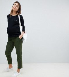 Зеленые чиносы в винтажном стиле с посадкой под животом ASOS DESIGN Maternity-Зеленый