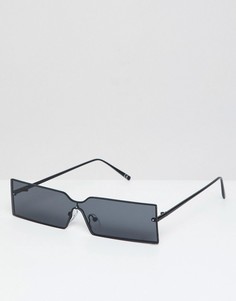 Узкие прямоугольные солнцезащитные очки ASOS DESIGN-Черный
