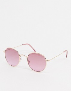 Круглые солнцезащитные очки с розовыми стеклами Jeepers Peepers-Розовый