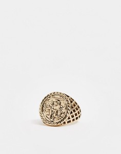 Золотистое массивное кольцо-печатка Freedom at Topshop-Золотой