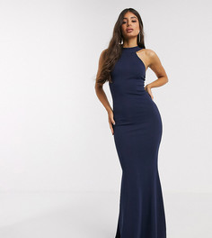 Темно-синее платье макси с воротом-халтер Missguided Tall-Голубой