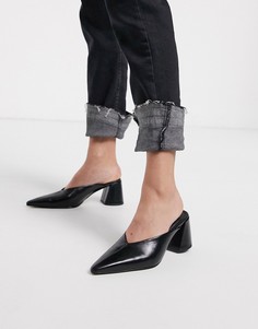 Черные мюли на блочном каблуке с заостренным носком Topshop-Черный цвет