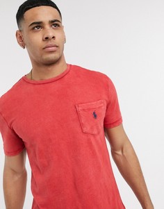 Красная меланжевая футболка с карманом и логотипом Polo Ralph Lauren-Красный