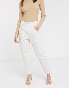 Светло-бежевые джинсы в винтажном стиле с присборенной талией Weekday-Белый