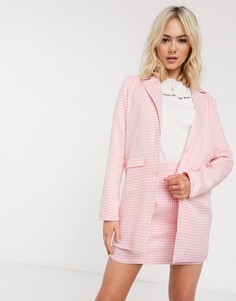Розовый длинный пиджак в клетку Heartbreak