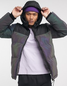 Пуховик из светоотражающего материала Bershka-Серебряный