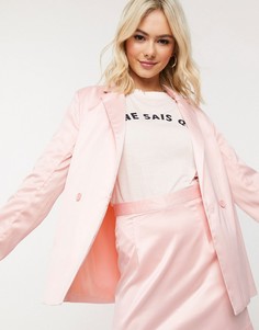 Розовый атласный двубортный пиджак Heartbreak