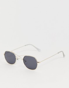 Круглые солнцезащитные очки в стиле 90-х с затемненными стеклами ASOS DESIGN-Золотой
