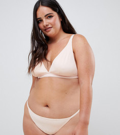 Бежевые стринги из микрофибры ASOS DESIGN Curve-Бежевый