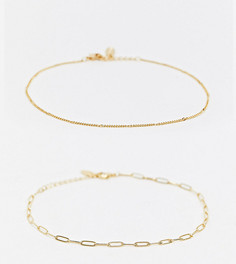 Набор из 2 позолоченных браслетов-цепочек на ногу Orelia-Золотой