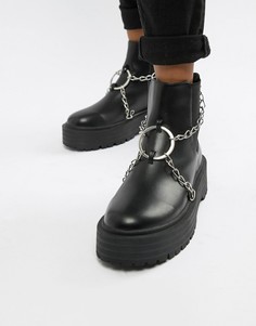 Черные ботинки на толстой подошве с цепочками Public Desire-Черный