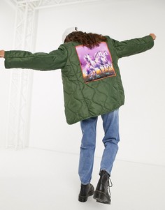 Куртка свободного кроя со стеганой подкладкой и нашивкой на спине Vintage Supply-Зеленый