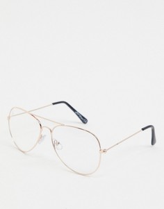 Золотистые очки‑авиаторы с прозрачными стеклами Jeepers Peepers-Золотой