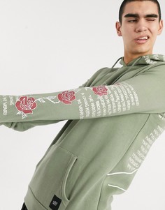 Зеленый худи с принтом на спине Sixth June