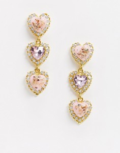 Серьги-подвески с розовыми камнями French Fashion House-Розовый