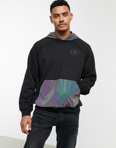 Худи черного цвета со светоотражающим карманом и капюшоном Bershka-Черный