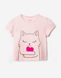Розовая футболка с принтом для малышки Gloria Jeans