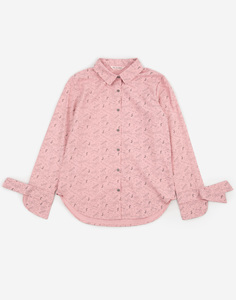 Розовая рубашка с рисунками для девочки Gloria Jeans