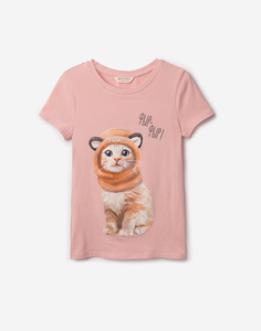 Розовая футболка с рисунком для девочки Gloria Jeans