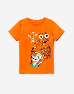 Оранжевая футболка с рисунком для мальчика Gloria Jeans