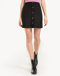 Чёрная велюровая юбка с кнопками Gloria Jeans