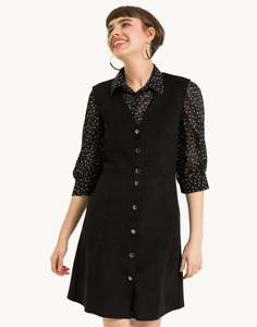 Чёрное платье-сарафан из экозамши Gloria Jeans