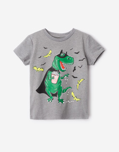 Серая футболка с динозавром для мальчиков Gloria Jeans