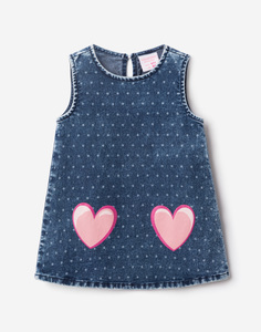 Джинсовое платье с сердечками для малышки Gloria Jeans