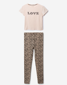 Пижама с леопардовым принтом для девочки Gloria Jeans