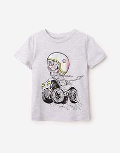Серая футболка с рисунком для мальчика Gloria Jeans