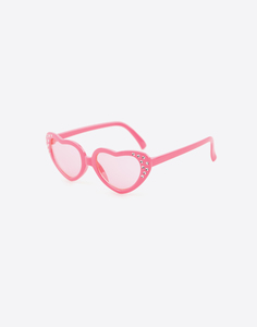 Детские розовые очки-сердечки со стразами Gloria Jeans