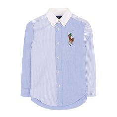 Комбинированная рубашка из смеси хлопка и полиамида с воротником button down Ralph Lauren
