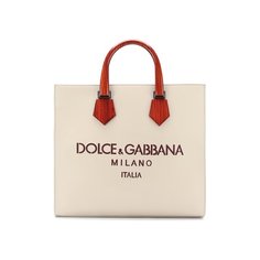 Кожаная сумка-шопер Design Logo Dolce & Gabbana