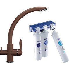 Смеситель для кухни Ulgran c фильтром Барьер Эксперт, коричневый (UB-017-307-Expert)