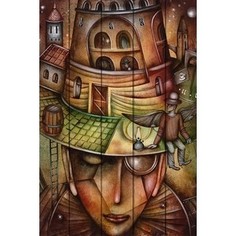 Картина на дереве Дом Корлеоне Девушка в шляпе 100x150 см