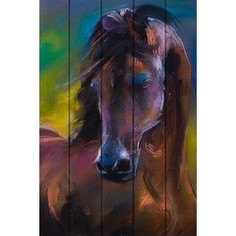 Картина на дереве Дом Корлеоне Лошадь Акварель 100x150 см