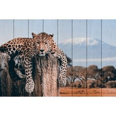 Картина на дереве Дом Корлеоне Леопард в прериях 80x120 см